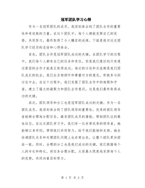 冠军团队学习心得