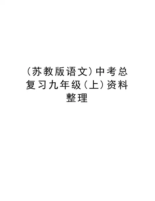 (苏教版语文)中考总复习九年级(上)资料整理教学教材