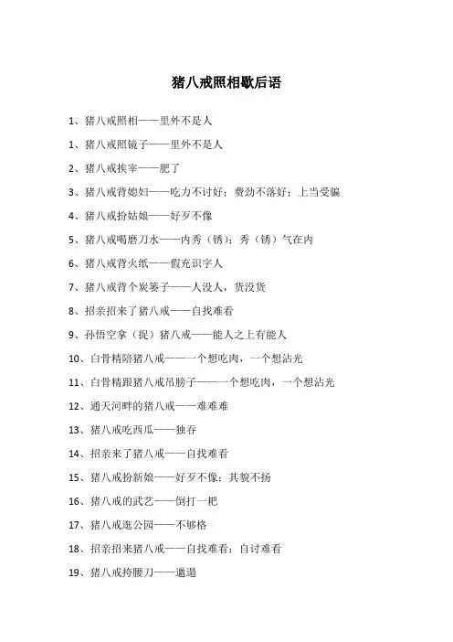 猪八戒照相歇后语