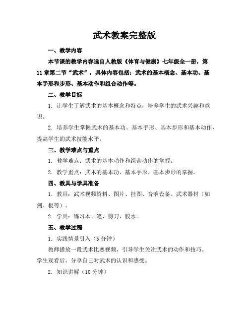 武术教案完整版