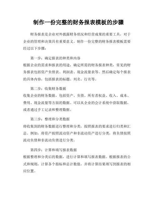 制作一份完整的财务报表模板的步骤