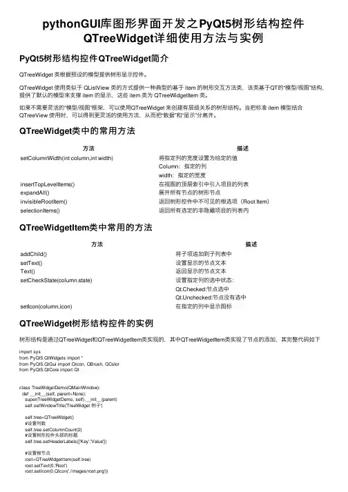 pythonGUI库图形界面开发之PyQt5树形结构控件QTreeWidget详细使用方法与实例