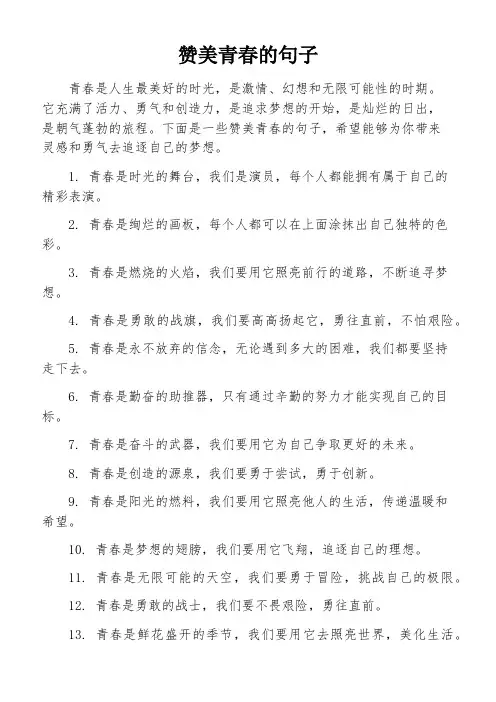 赞美青春的句子
