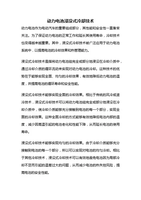 动力电池浸没式冷却技术