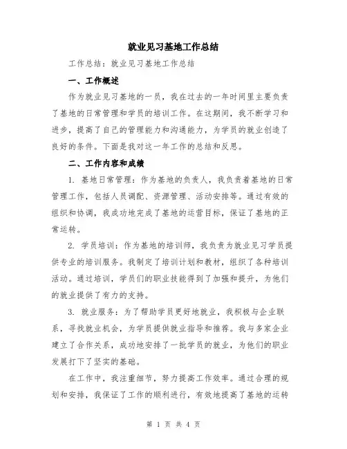 就业见习基地工作总结