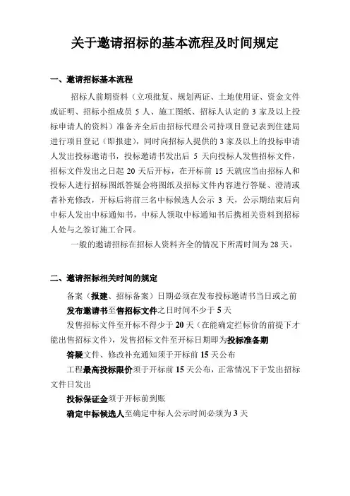 关于邀请招标的基本流程及时间规定