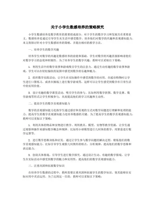 关于小学生数感培养的策略探究