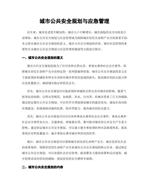 城市公共安全规划与应急管理