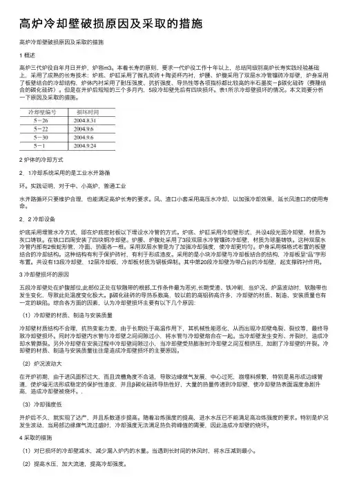 高炉冷却壁破损原因及采取的措施