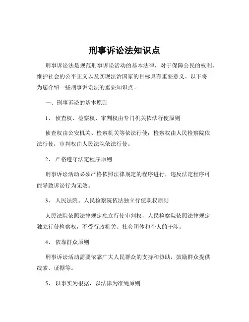 刑事诉讼法知识点