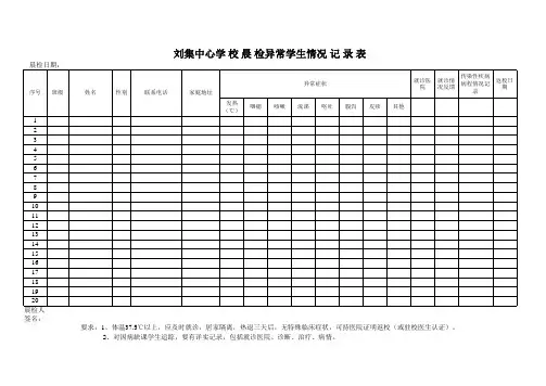 学校晨检记录表