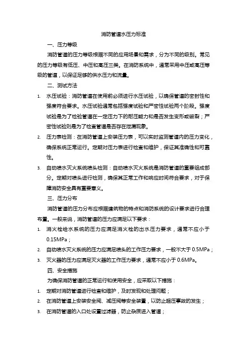 消防管道水压力标准
