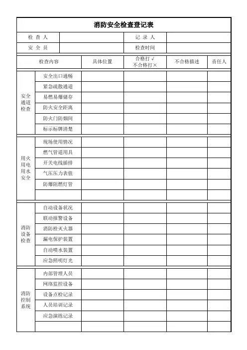 消防安全检查登记表