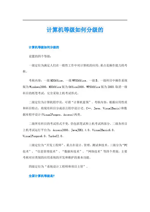 计算机等级如何分级的