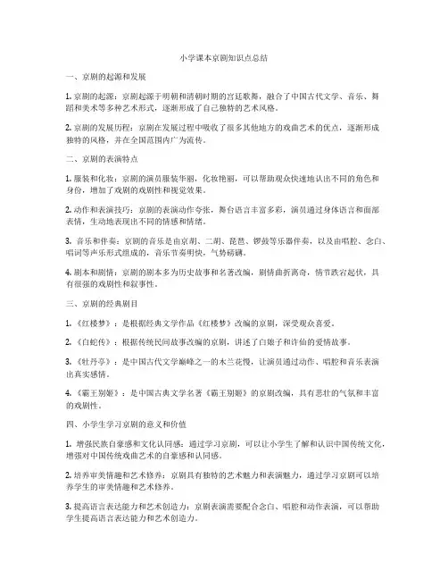 小学课本京剧知识点总结
