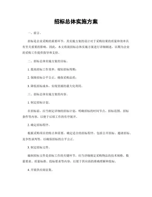 招标总体实施方案
