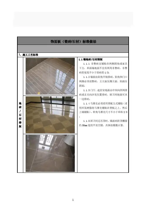 饰面板(瓷砖、石材)标准做法