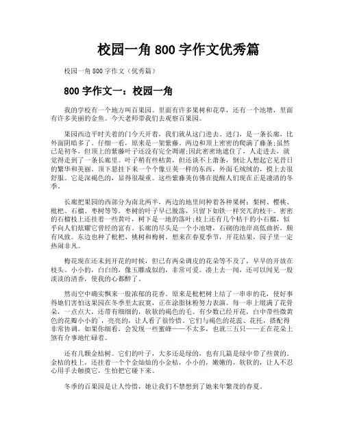 校园一角800字作文优秀篇