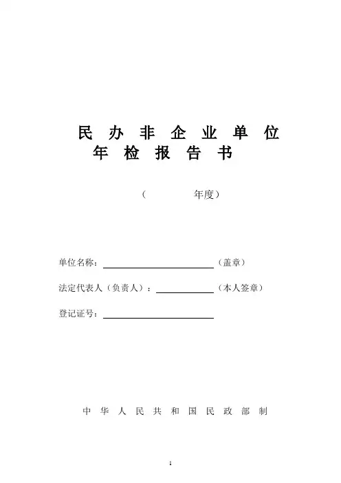 民办非企业单位年检报告书
