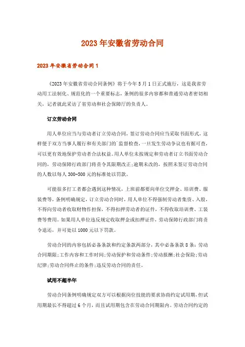 2023年安徽省劳动合同_10