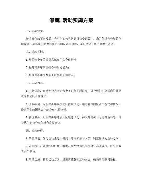 雏鹰 活动实施方案