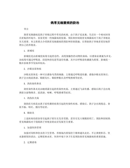鸽常见细菌病的防治