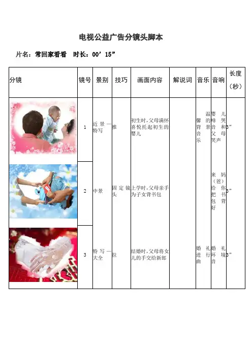公益广告分镜头脚本—4篇实例