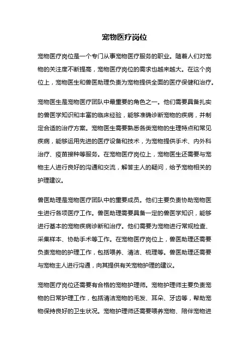 宠物医疗岗位