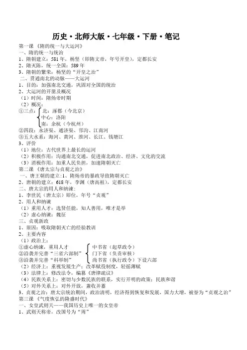 七年级下册历史笔记