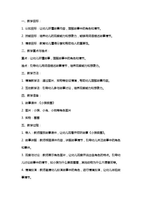 大班语言教案《小猴卖圈》含反思