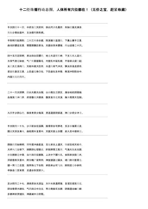 十二经络循行动态图，人体所有穴位都在！（无价之宝，赶紧收藏）