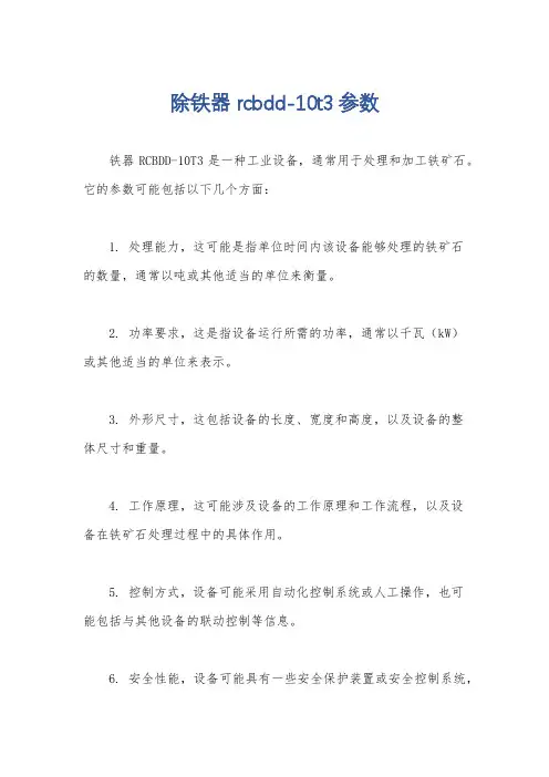 除铁器rcbdd-10t3参数
