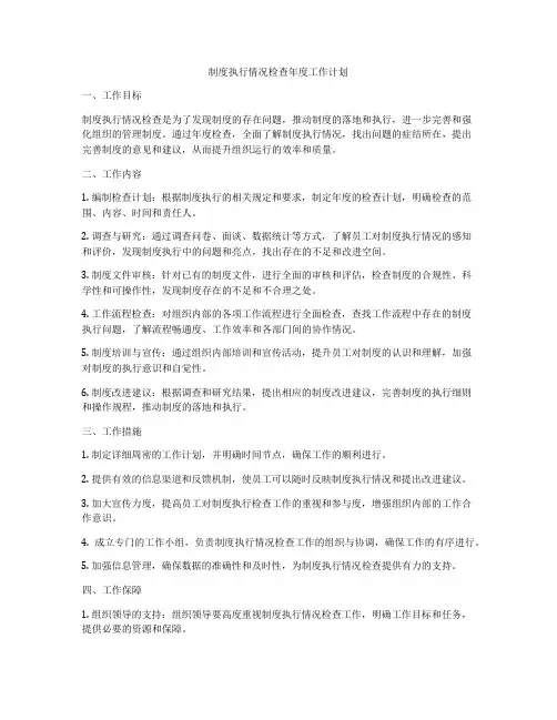 制度执行情况检查年度工作计划