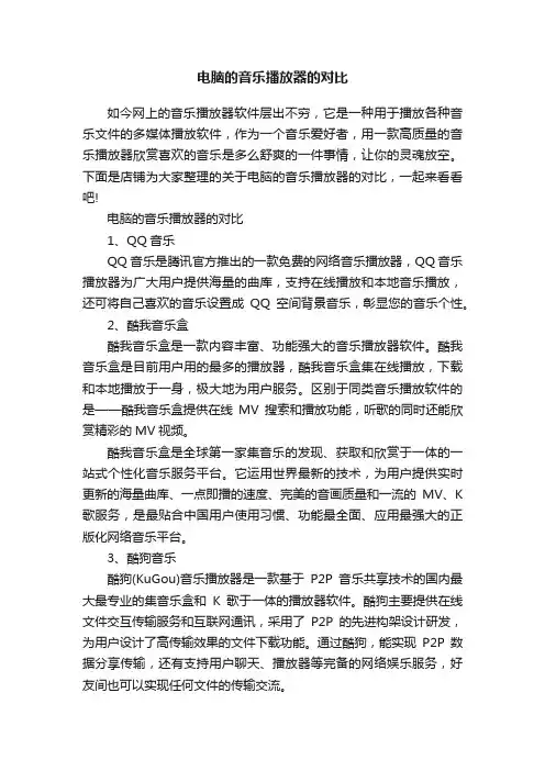 电脑的音乐播放器的对比