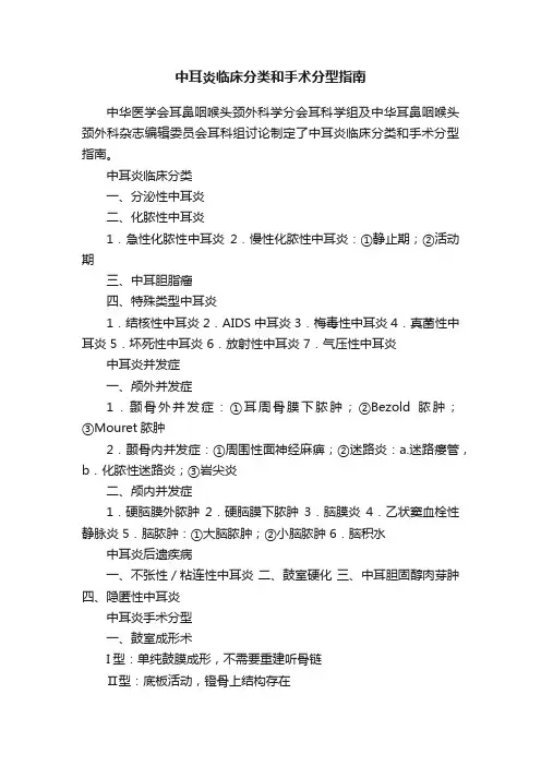 中耳炎临床分类和手术分型指南