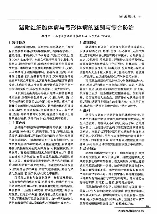 猪附红细胞体病与弓形体病的鉴别与综合防治