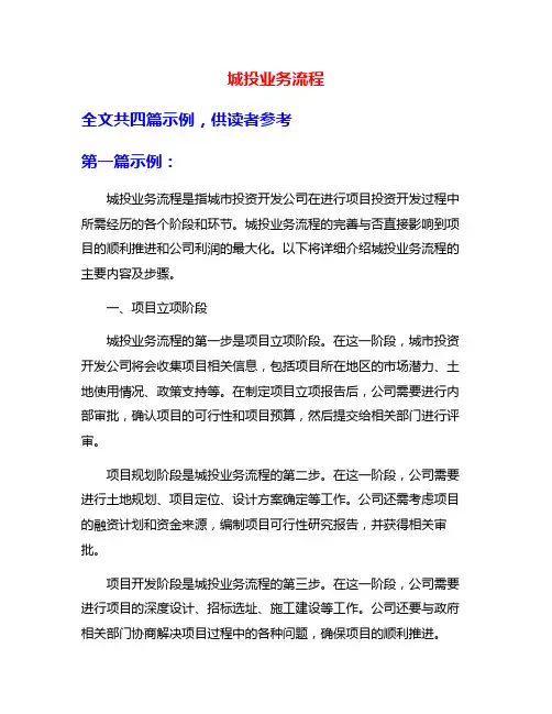 城投业务流程