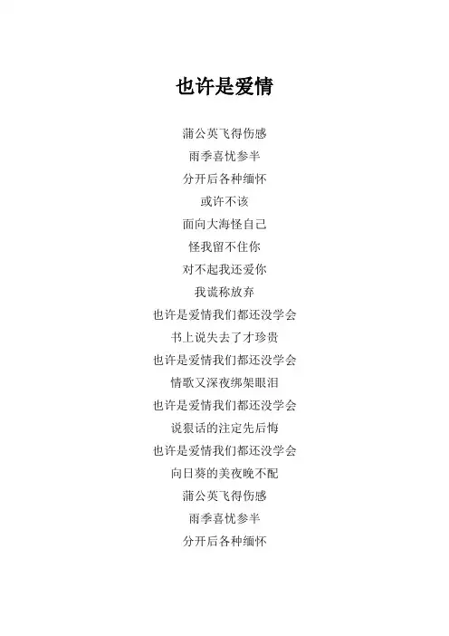 李荣浩《也许是爱情》歌词(专辑：纵横四海)
