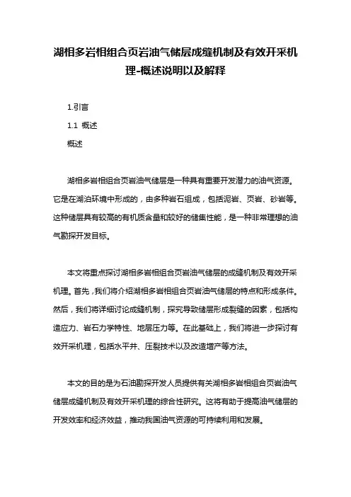 湖相多岩相组合页岩油气储层成缝机制及有效开采机理-概述说明以及解释