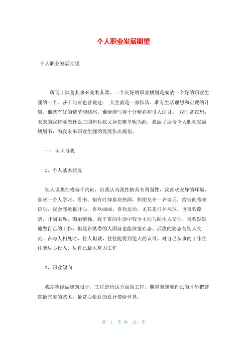 个人职业发展期望