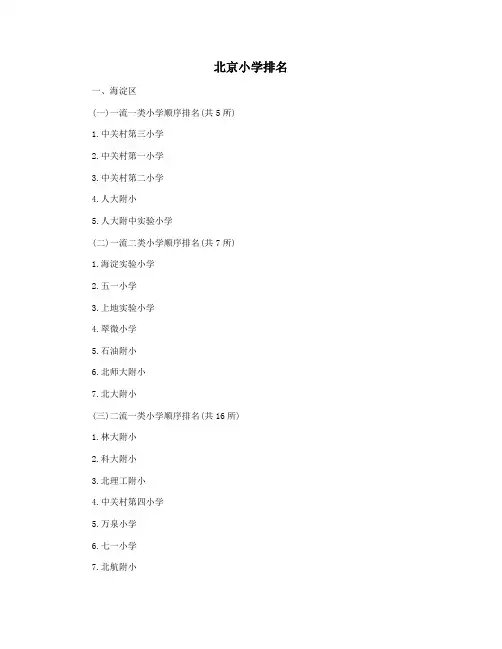 北京小学排名