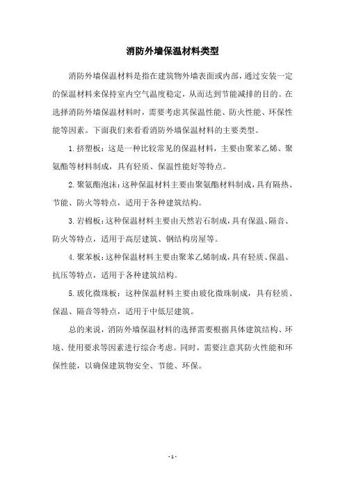 消防外墙保温材料类型