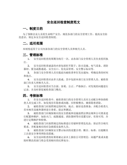 安全巡回检查制度范文