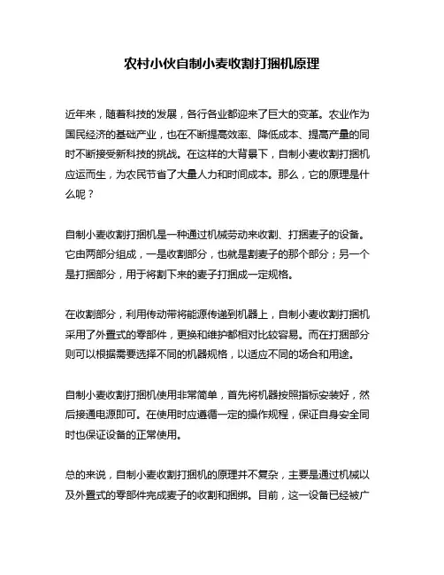 农村小伙自制小麦收割打捆机原理