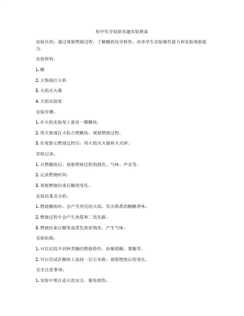 初中化学创新有趣实验教案