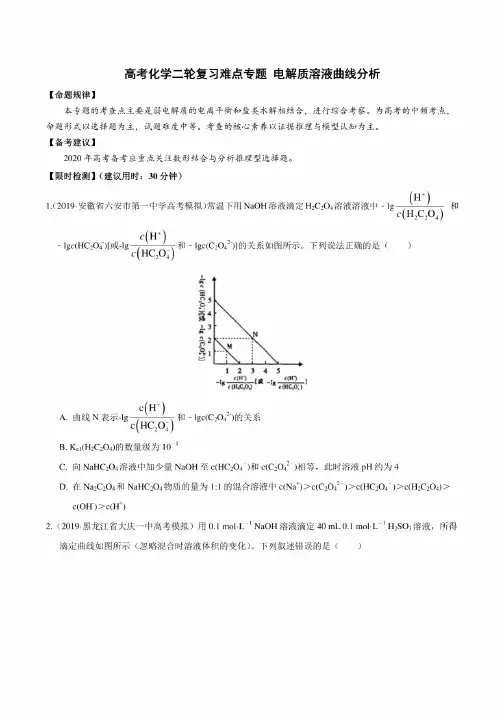 高考化学二轮复习难点专题：电解质溶液曲线（附答案与详解）