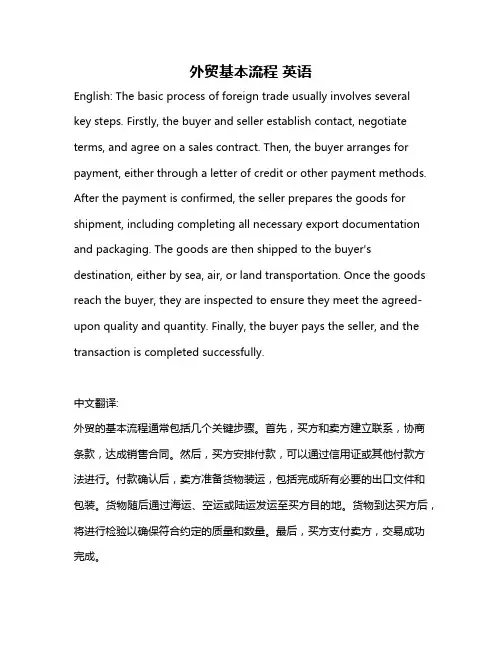 外贸基本流程 英语