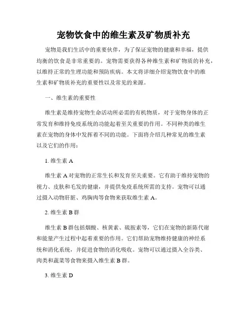 宠物饮食中的维生素及矿物质补充