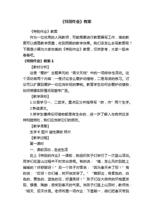《特别作业》教案