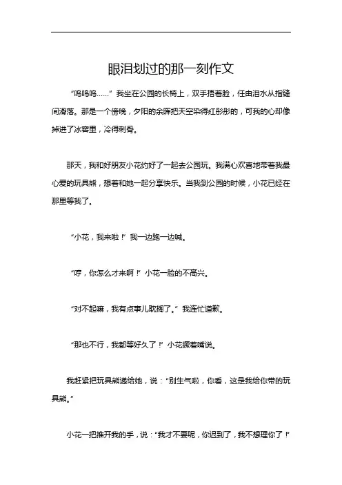 眼泪划过的那一刻作文